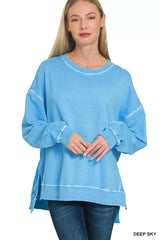 Zenana Full Size French Terry Pigment Dye & Enzyme Washing Pullover Plus Size - Trendsi - Flyclothing LLC