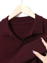 Men's Full Size Collared Neck Long Sleeve Polo Plus Size - Trendsi - Flyclothing LLC