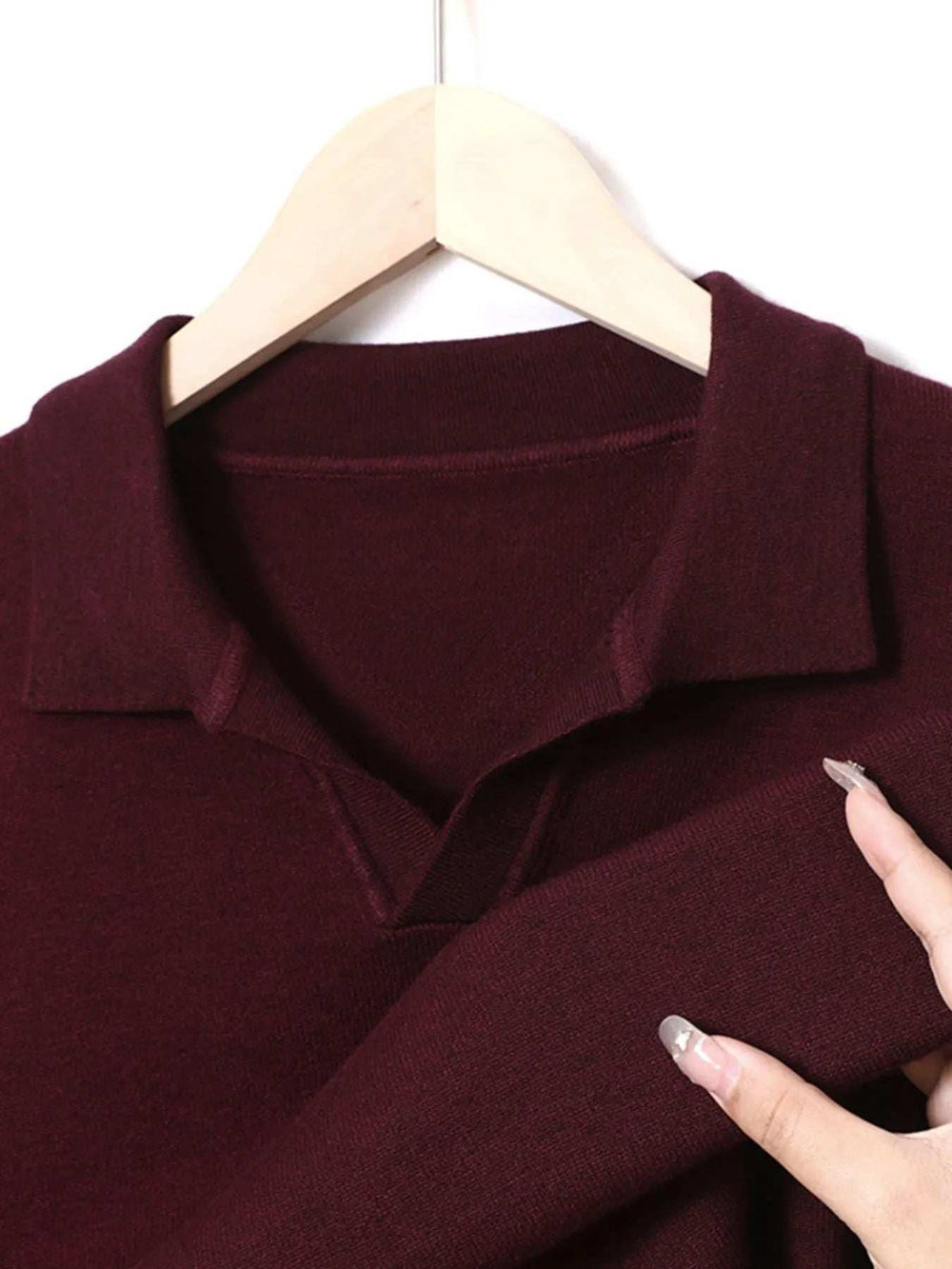 Men's Full Size Collared Neck Long Sleeve Polo Plus Size - Trendsi - Flyclothing LLC