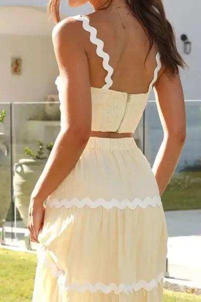 Contrast Trim Cami and Maxi Skirt Set - Trendsi - Flyclothing LLC