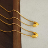 Gold-Plated Heart Pendant Necklace - Trendsi - Flyclothing LLC