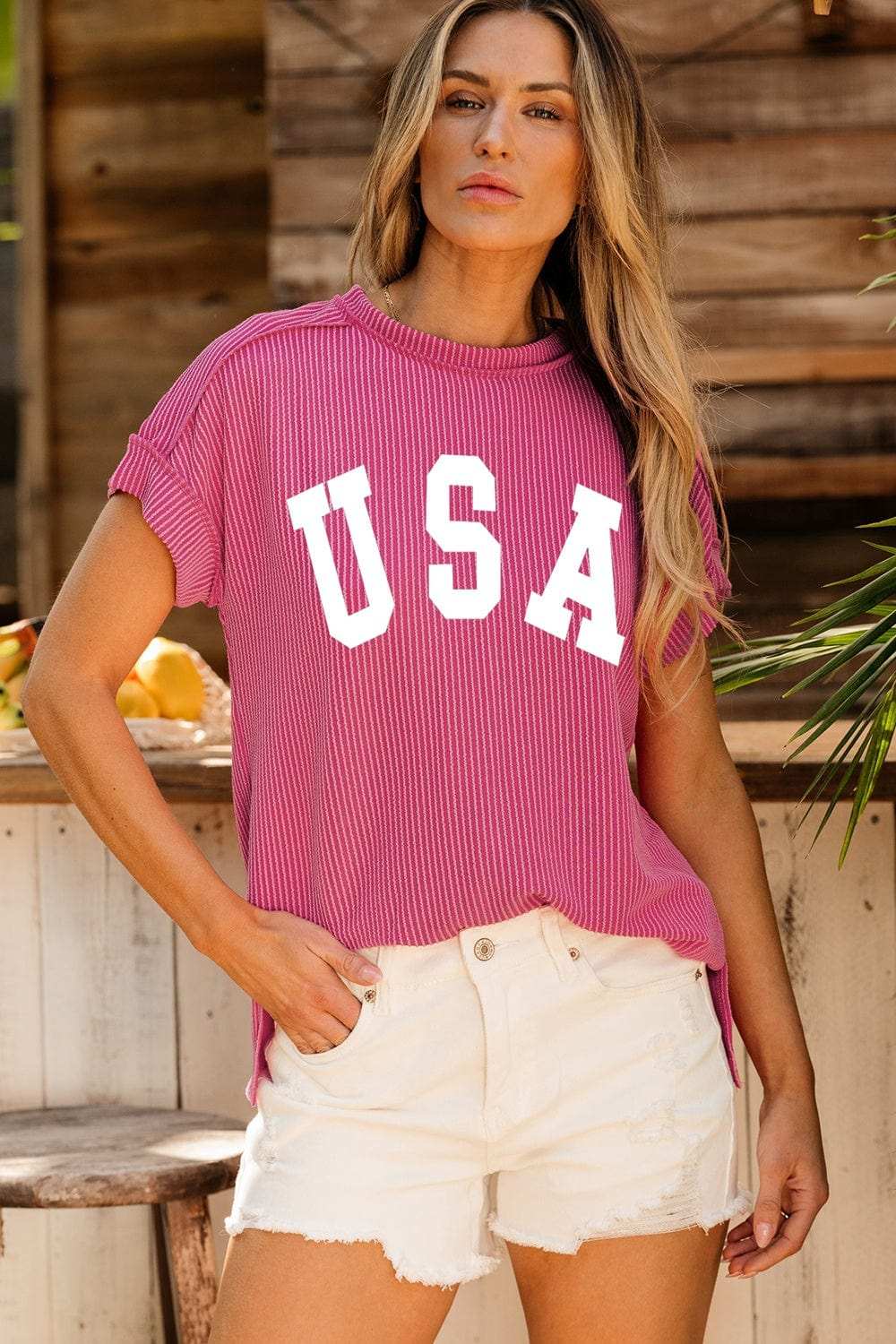 USA Round Neck Short Sleeve T-Shirt - Trendsi - Flyclothing LLC