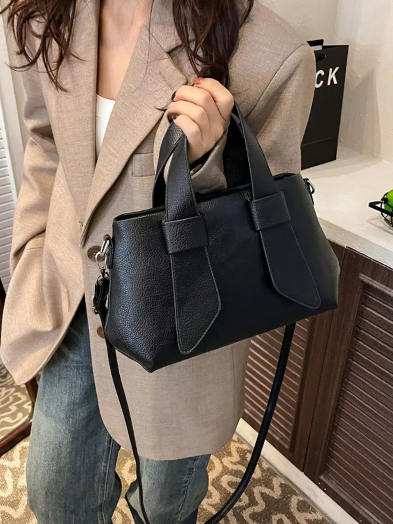 Textured Faux Leather Crossbody Bag - Trendsi - Flyclothing LLC