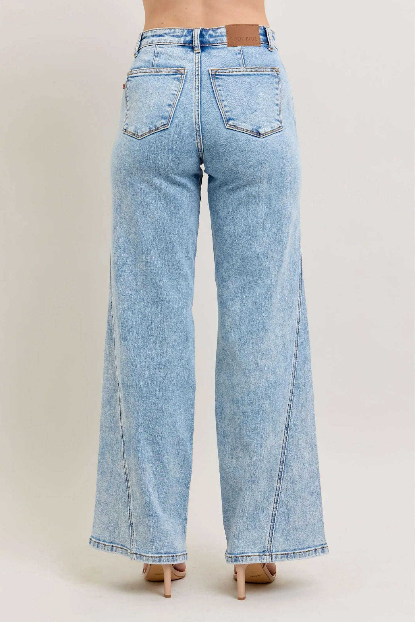Judy Blue Full Size High Waist Wide Leg Jeans with Skewed Inseam Plus Size - Trendsi - Flyclothing LLC