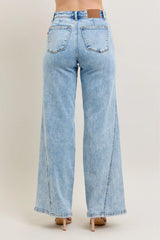 Judy Blue Full Size High Waist Wide Leg Jeans with Skewed Inseam Plus Size - Trendsi - Flyclothing LLC