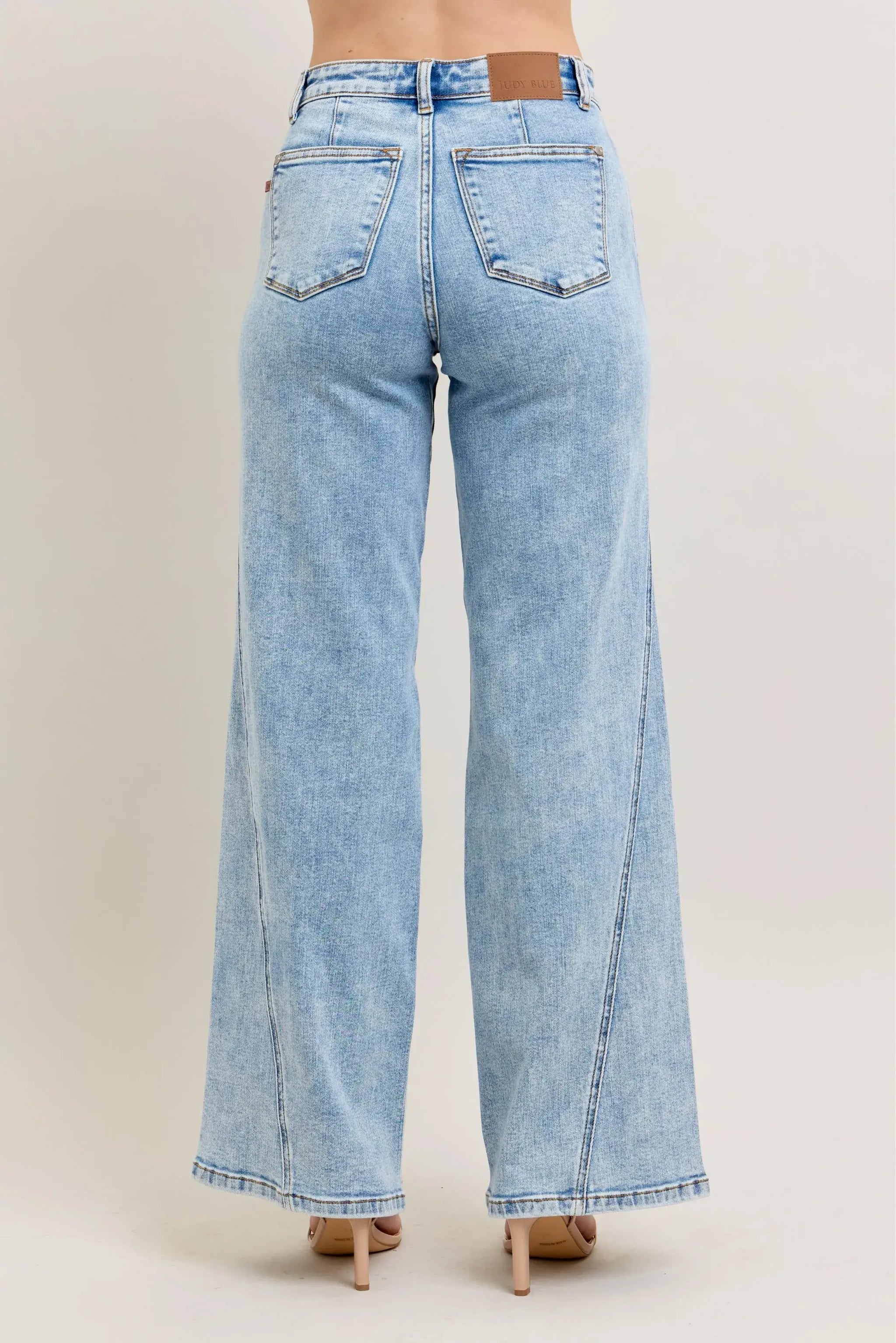 Judy Blue Full Size High Waist Wide Leg Jeans with Skewed Inseam Plus Size - Trendsi - Flyclothing LLC
