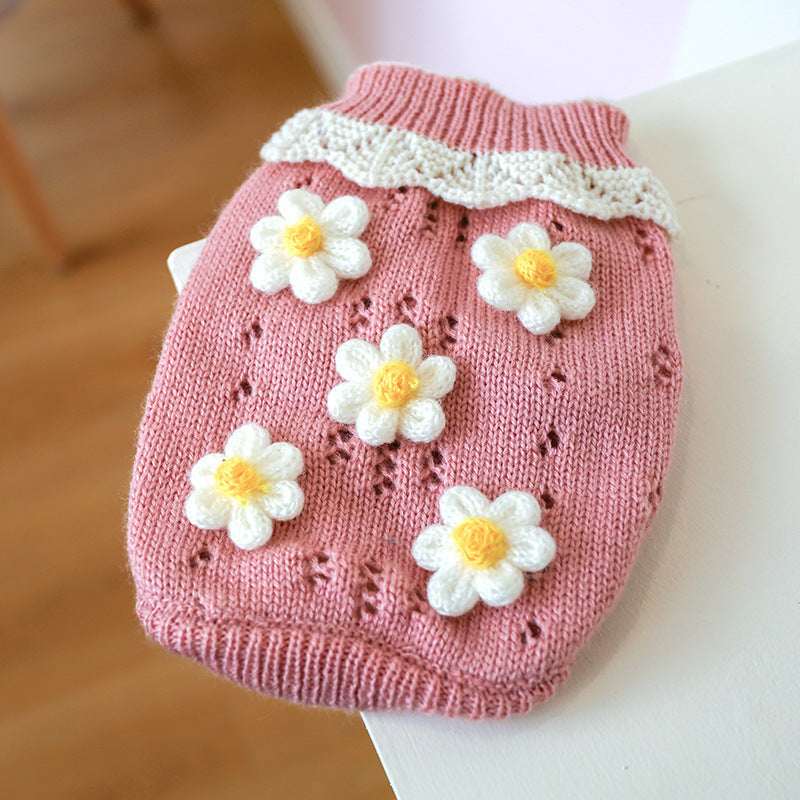 Bowknot Dog Clothes Cat Costume Hollow Knit Dog Sweater - My Store - Flyclothing LLC