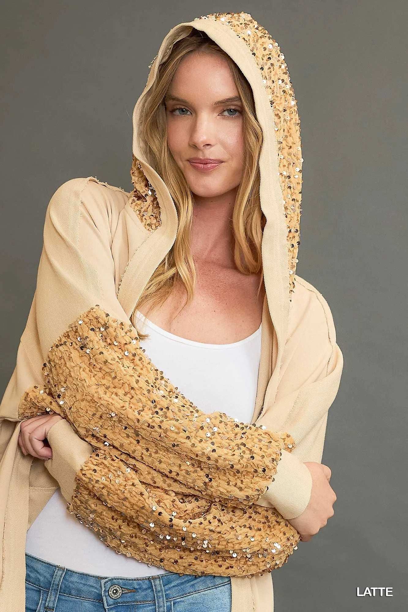 Umgee Sequined French Terry Jacket - Trendsi - Flyclothing LLC