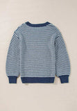 Striped Boat Neck Long Sleeve Sweater - Trendsi - Flyclothing LLC