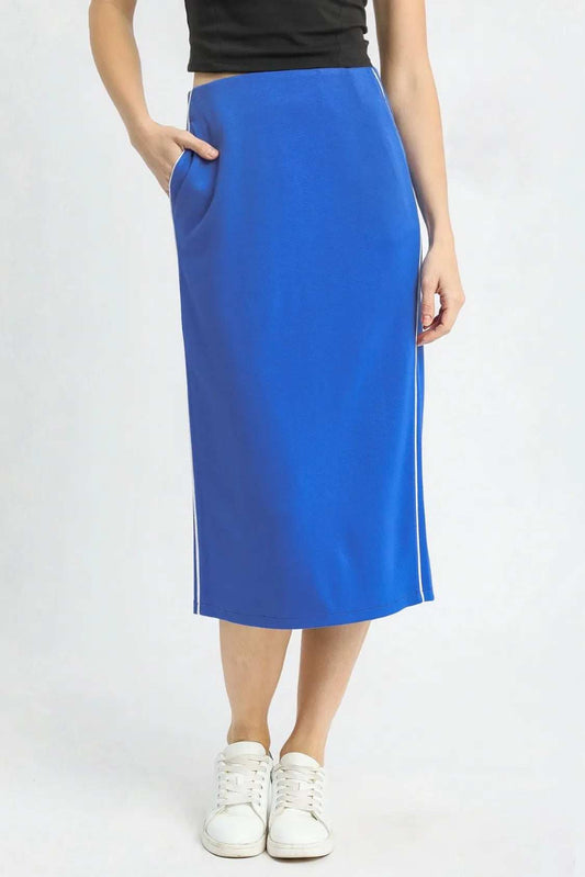 Umgee Midi Pencil Skirt with Contrast Piping Detail - Trendsi - Flyclothing LLC