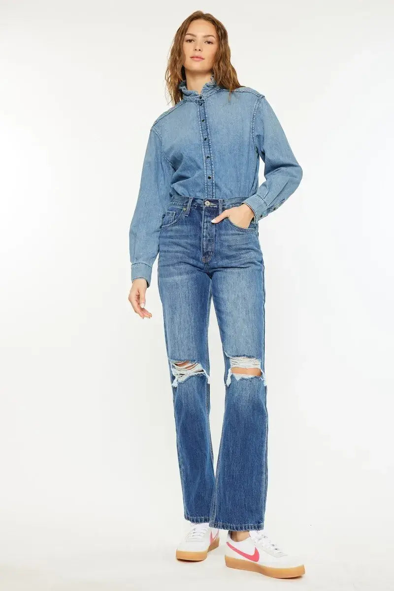 Kancan Ultra High Rise 90's Boyfriend Jeans - Trendsi - Flyclothing LLC