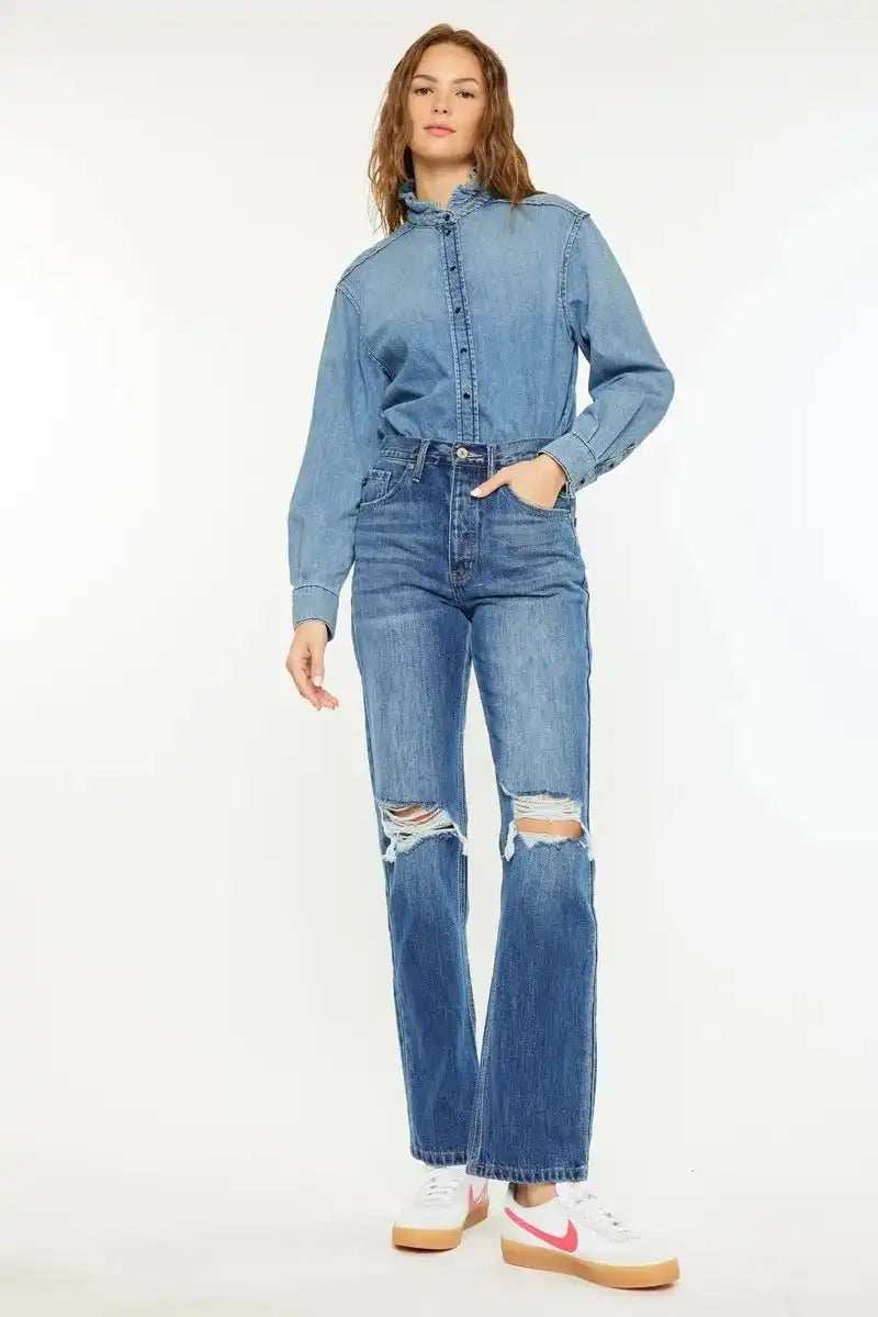 Kancan Ultra High Rise 90's Boyfriend Jeans - Trendsi - Flyclothing LLC