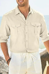 Men's Plus Size Button Down Collared Neck Long Sleeve Shirt - Trendsi - Flyclothing LLC