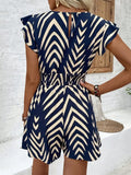 Printed Surplice Cap Sleeve Romper - Trendsi