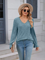 Lace Detail V-Neck Long Sleeve T-Shirt - Trendsi - Flyclothing LLC