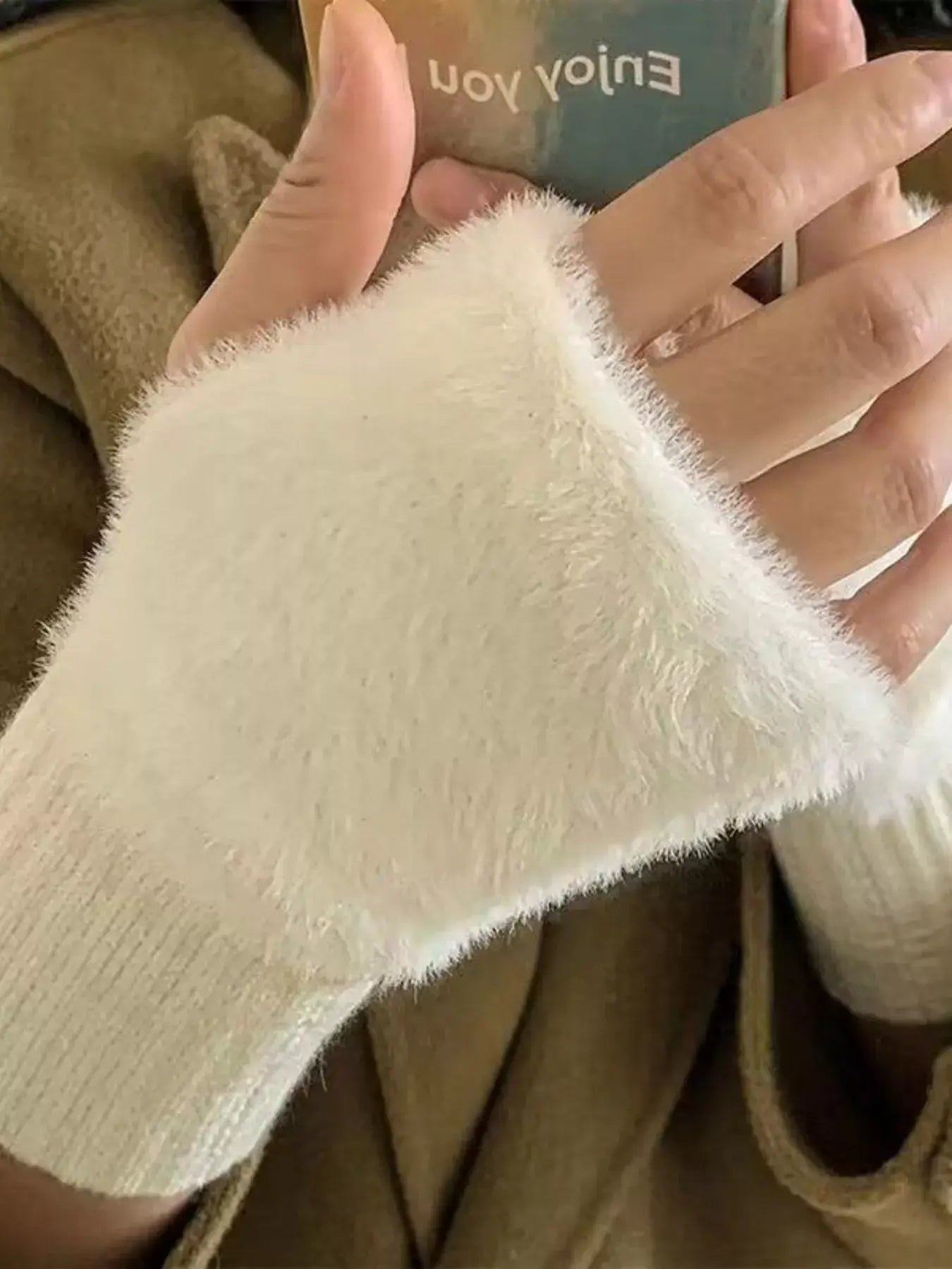 Fuzzy Cuff Fingerless Gloves - Trendsi - Flyclothing LLC