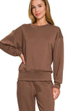 Zenana Scuba Crewneck Pullover & Joggers 2 Pieces Set - Trendsi