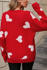 Angel Wings Heart Round Neck Dropped Shoulder Sweater - Trendsi - Flyclothing LLC