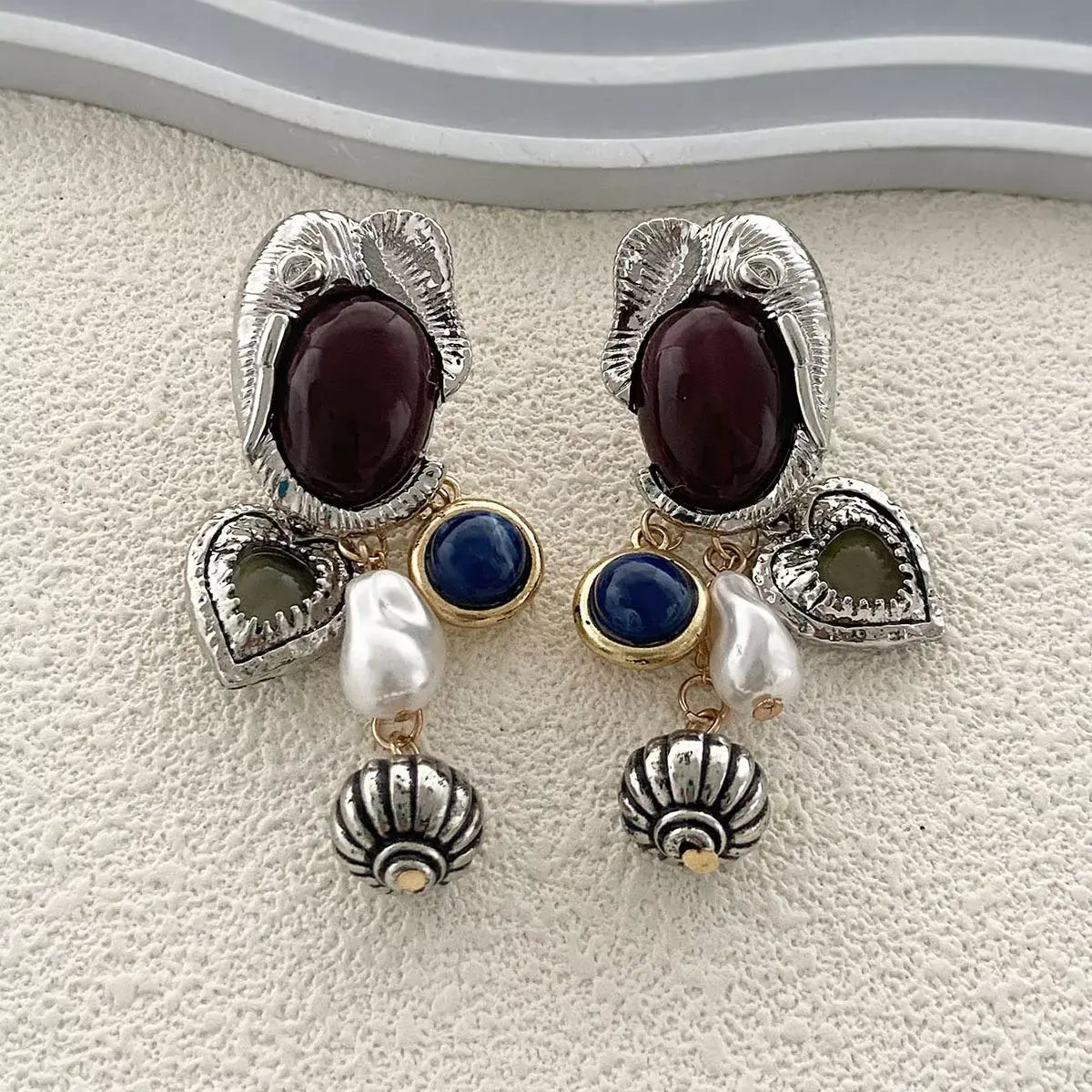 Zinc Alloy Heart Dangle Earrings - Trendsi - Flyclothing LLC