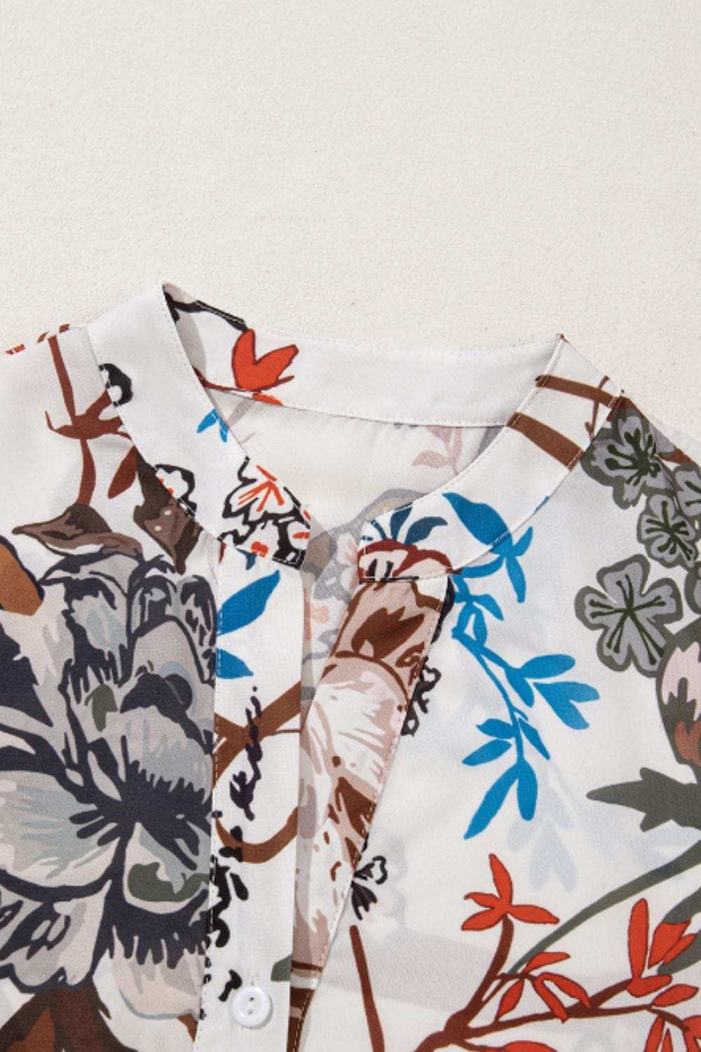 Printed Notched Flounce Sleeve Blouse - Trendsi - Flyclothing LLC