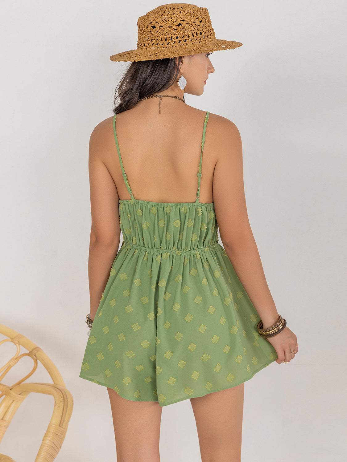 Square Neck Spaghetti Strap Romper - Trendsi - Flyclothing LLC