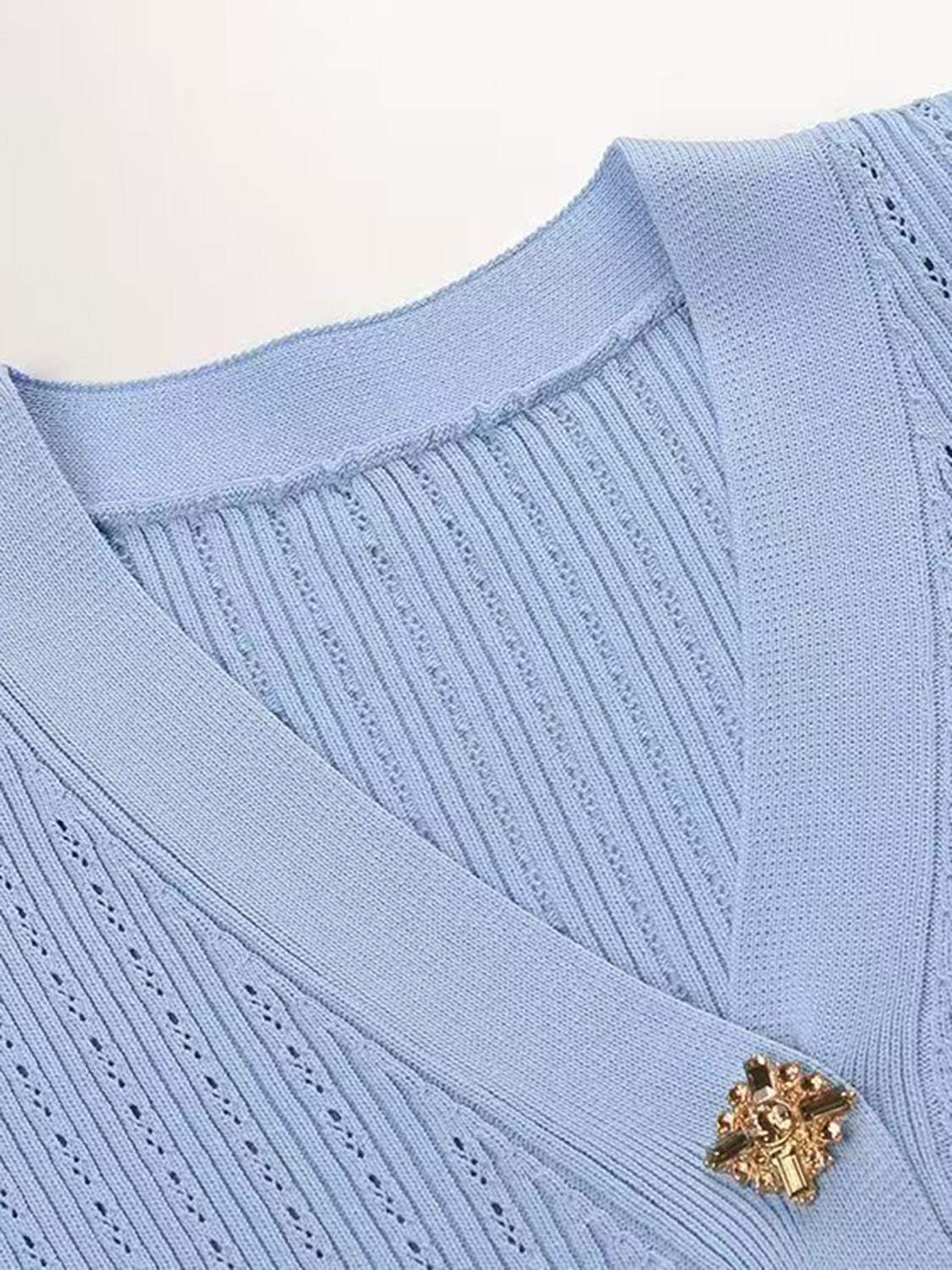 Ruffled V-Neck Top and Midi Skirt Sweater Set - Trendsi - Flyclothing LLC