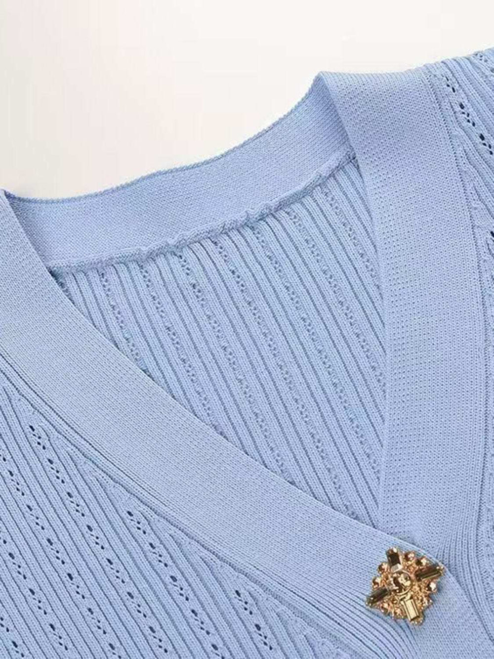 Ruffled V-Neck Top and Midi Skirt Sweater Set - Trendsi - Flyclothing LLC