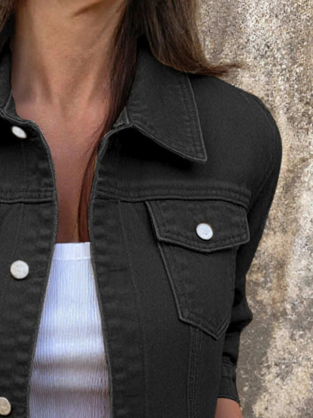 Button Front Closure Denim Jacket - Trendsi - Flyclothing LLC