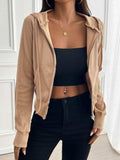 Devine Zip Up Long Sleeve Hooded Outerwear - Trendsi - Flyclothing LLC