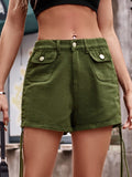 Drawstring Denim Shorts with Pockets - Trendsi