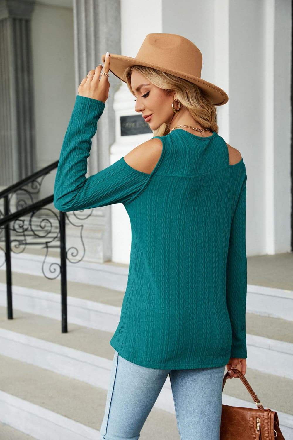 Dropped Shoulder Long Sleeve Blouse - Trendsi - Flyclothing LLC