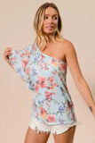 BiBi Floral Printed Jersey Knit Ruffle Sleeve Top - Trendsi - Flyclothing LLC