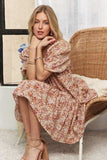 ADORA Floral Square Neck Puff Sleeve Dress - Trendsi - Flyclothing LLC