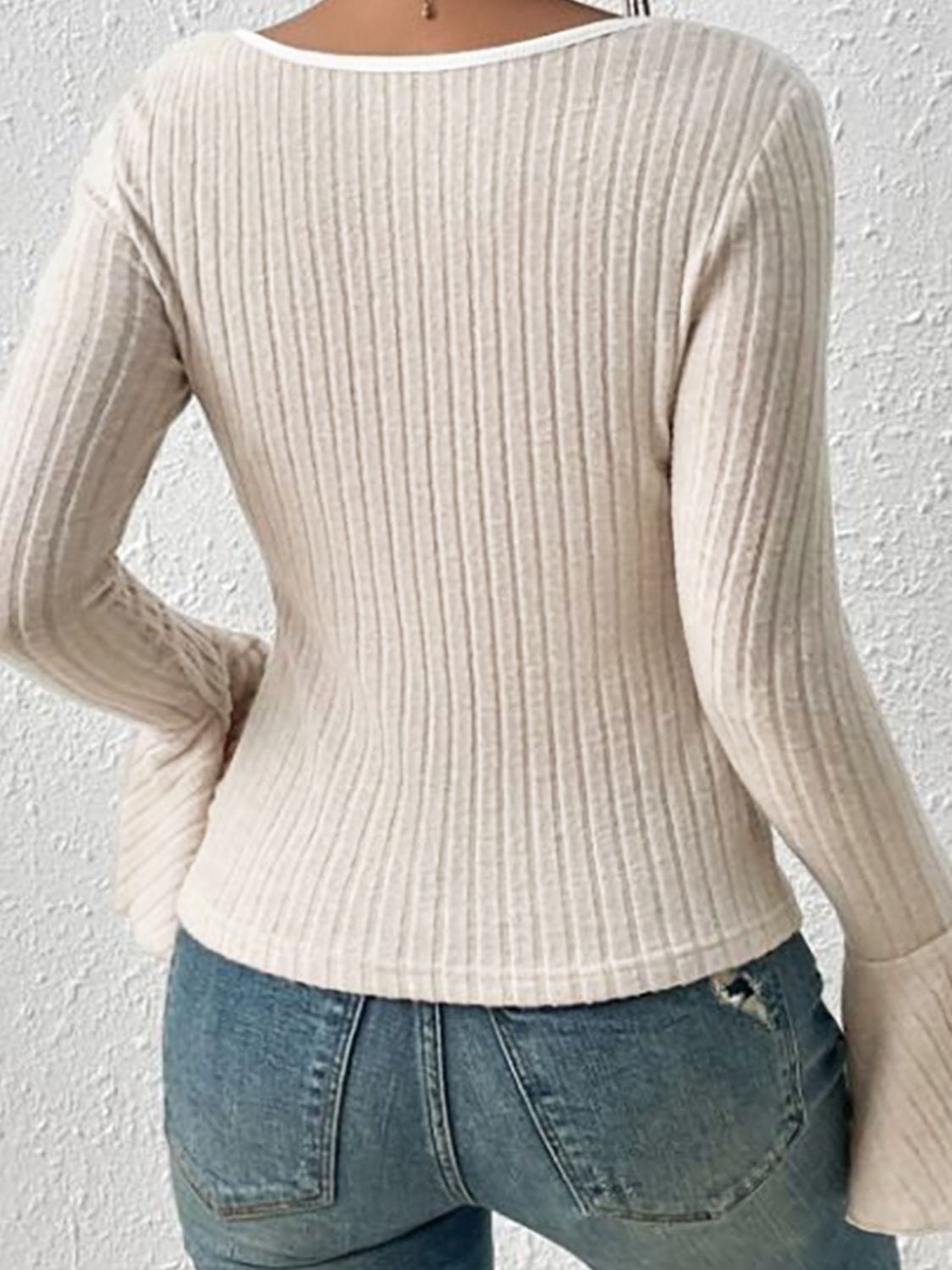 Scoop Neck Long Sleeve T-Shirt - Trendsi