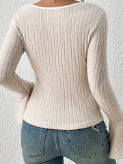 Scoop Neck Long Sleeve T-Shirt - Trendsi
