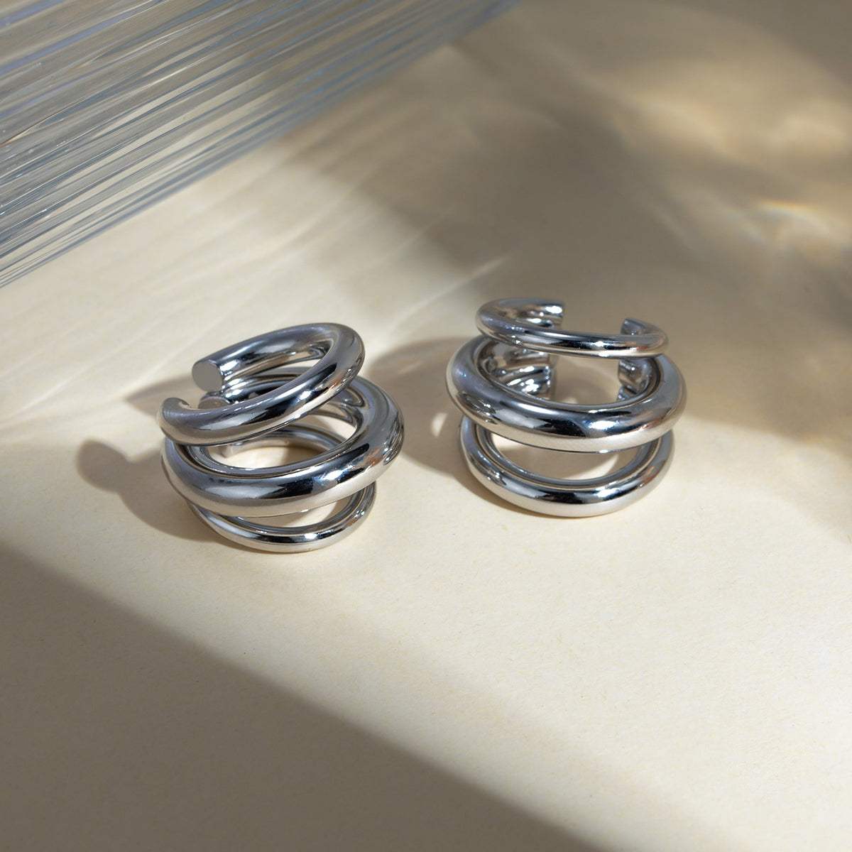Stainless Steel Layered Cuff Earrings - Trendsi - Flyclothing LLC