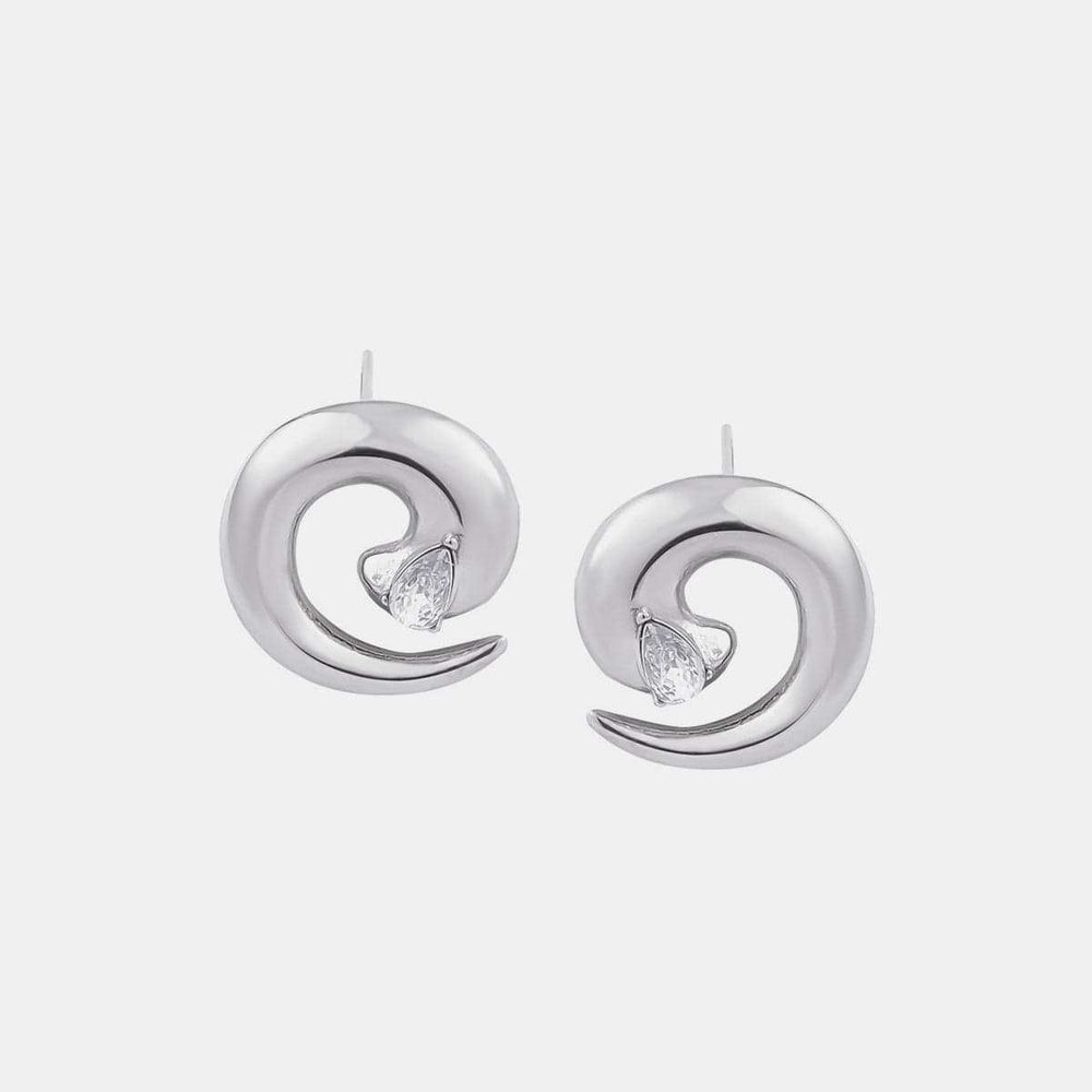 Titanium Steel Zircon Spiral Shape Earrings - Trendsi - Flyclothing LLC