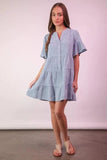 VERY J Mineral Washed Baby Bell Sleeve Woven Mini Dress - Trendsi