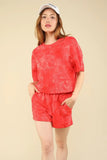 VERY J Quilted Washed Crop Top and Shorts Set - Trendsi