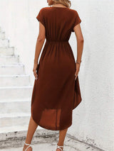 Tied Surplice Short Sleeve Dress - Trendsi - Flyclothing LLC