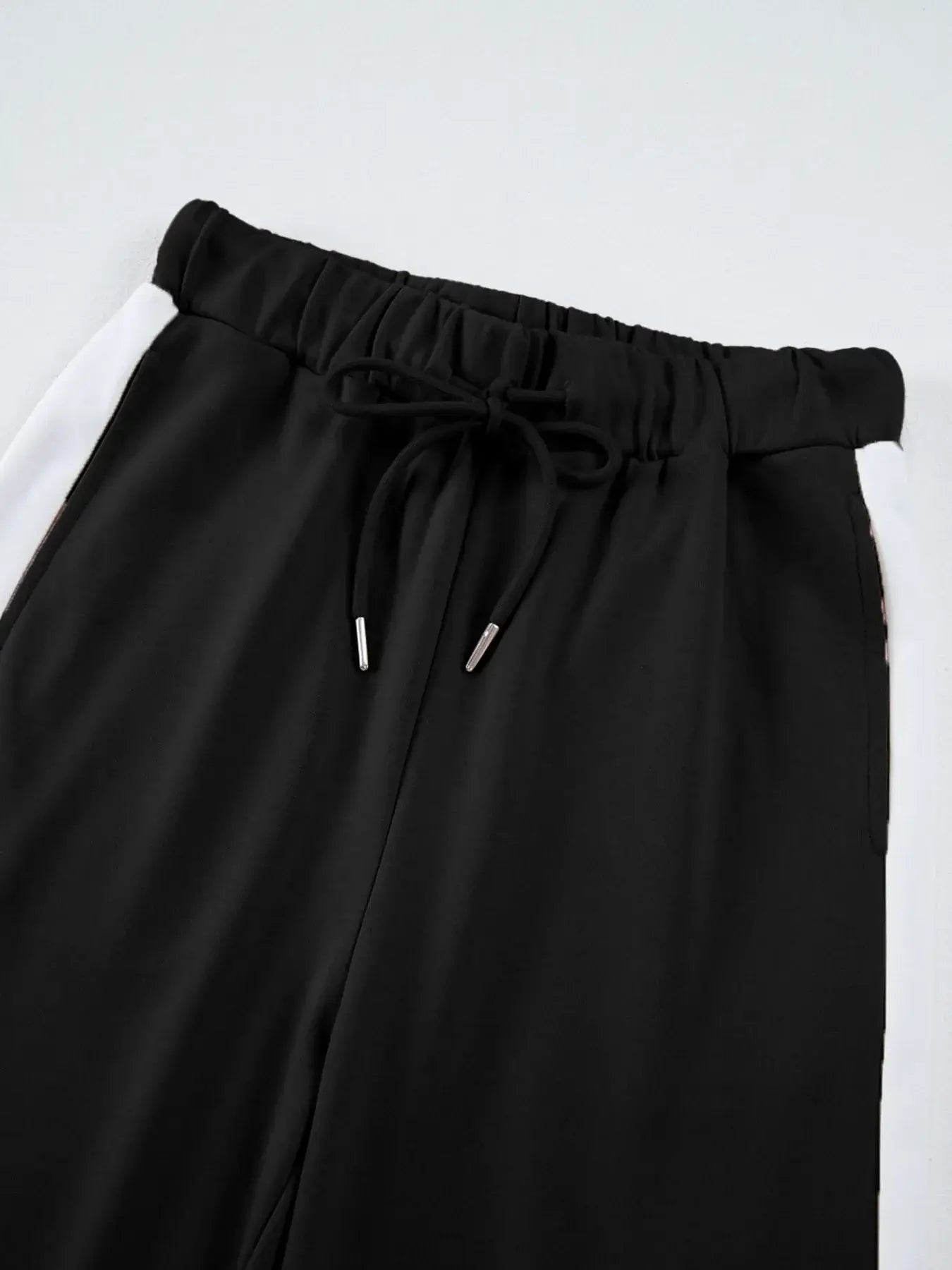 Contrast Trim Round Neck Top and Pants Set - Trendsi - Flyclothing LLC