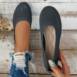 Solid Color Mesh Flat Slip-Ons - Trendsi