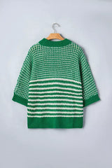 Striped Textured Knit Sweater - Trendsi - Flyclothing LLC
