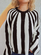 Contrast Stripes Button Down Long Sleeve Cardigan - Trendsi - Flyclothing LLC