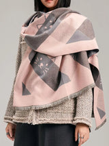 Cute Cat Pattern Plaid Raw Hem Scarf - Trendsi - Flyclothing LLC