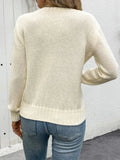 Openwork Round Neck Long Sleeve Sweater - Trendsi