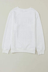 Full Size MERRY AND BRIGHT Cable Knit Pullover Sweatshirt - Trendsi - Flyclothing LLC