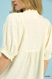 Umgee Textured Smocked Peasant Top - Trendsi - Flyclothing LLC