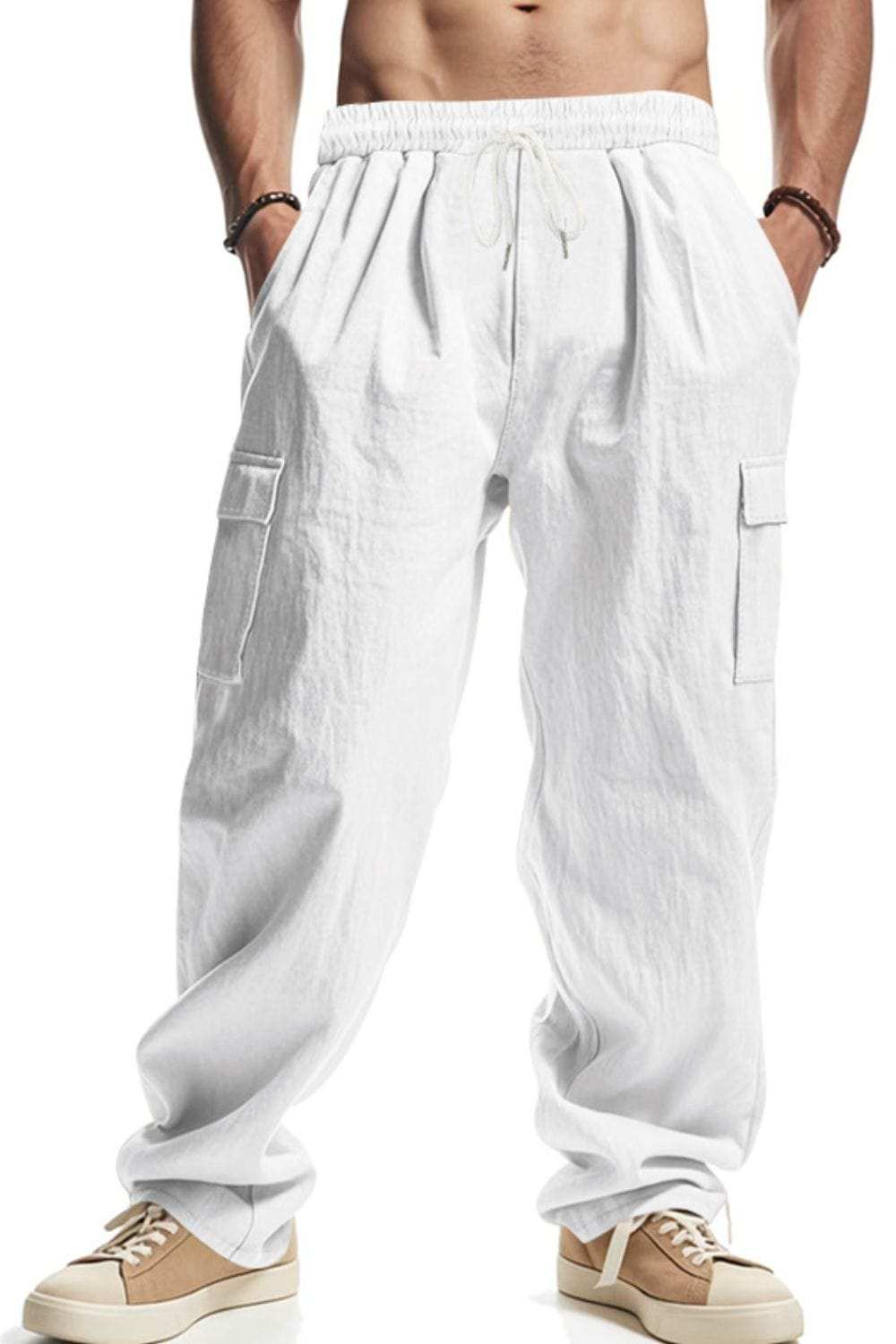 Men's Full Size Drawstring Pants with Pockets Plus Size - Trendsi - Flyclothing LLC