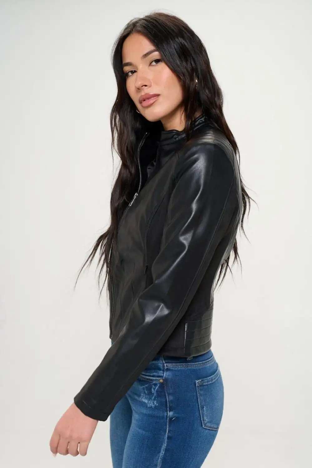 Coalition LA Zip Up Vegan Moto Jacket - Trendsi - Flyclothing LLC